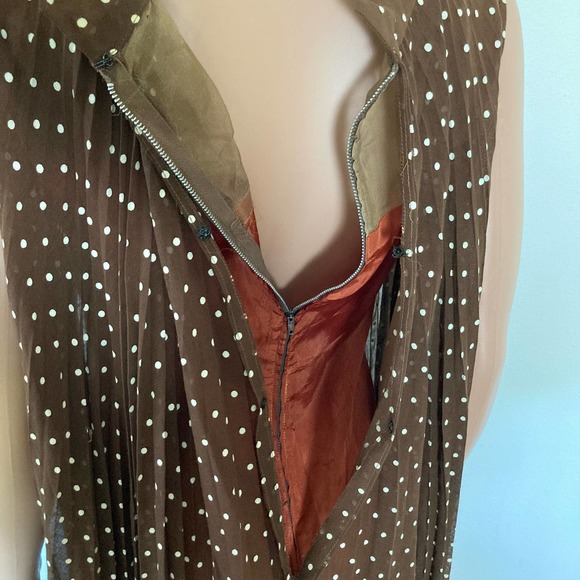 Vintage 60s Womens‎ Brown Polka Dot Mini Dress // Size Small - Picture 4 of 7